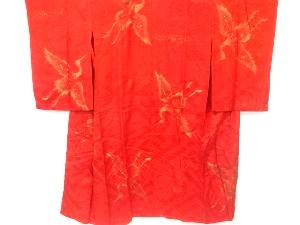 アンティーク　綸子金砂子鶴模様長襦袢